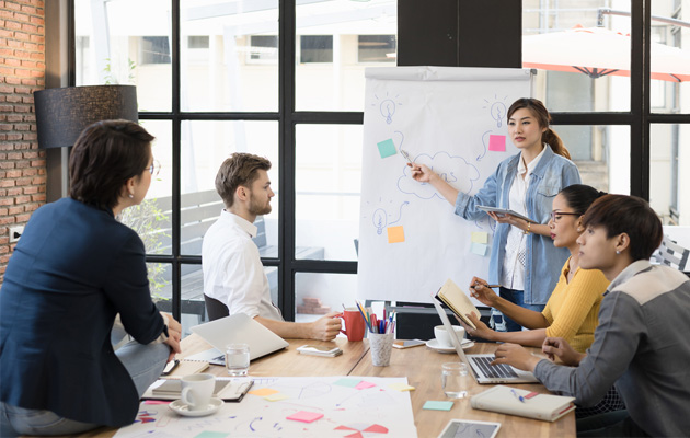 Team brainstorming creative business ideas